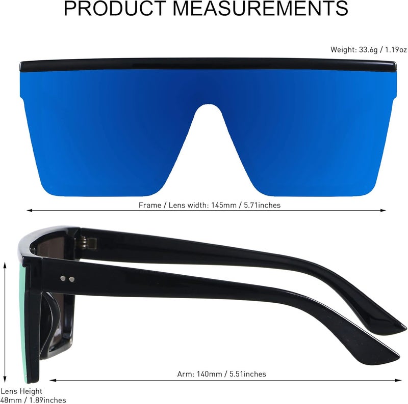 LYZOIT Square Oversized Sunglasses for Women Men Big Flat Top Fashion Shield Large UV Protection Rimless Shades - Image 4